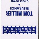 Matchbook Cover Tom Miller Insurance Bloomington Indiana