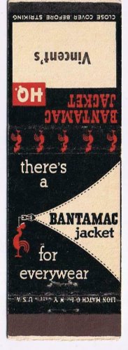 Matchbook Cover Bantamac Jacket Vincent's Lion Match