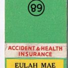Matchbook Cover Eulah Mae Pearce Insurance Albuquerque New Mexico