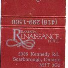 Matchbook Cover Whitesides Ramada Renaissance Hotel Scarborough Ontario