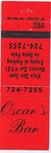 Matchbook Cover Oscar's Bar Viejo San Juan