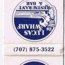Matchbook Cover Lucas Wharf Restaurant & Bar Bodega Bay California