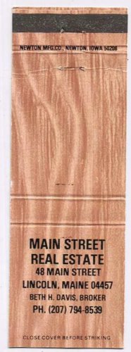 Matchbook Cover Main Street Reak Estate Beth Davis Lincoln Maine