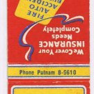 Matchbook Cover Byrnes Agency Insurance Pomfret Connecticut