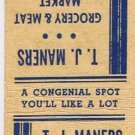Matchbook Cover T J Maners Grocery & Meat Market Indianopolis Indiana