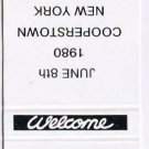 New York Matchbook Cover Cooperstown American Legion Simmons Post #579