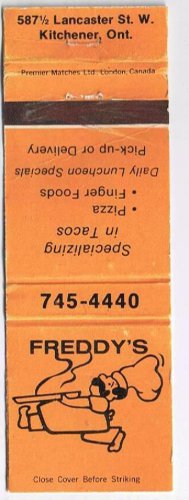 Ontario Matchbook Cover Kitchener Freddy's Tacos