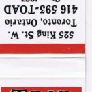 Matchbook Cover Toad In The Hole Pub & Eatery Toronto Ontario