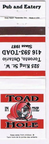 Matchbook Cover Toad In The Hole Pub & Eatery Toronto Ontario