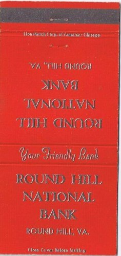 Matchbook Cover Round Hill National Bank Round Hill Virginia Red