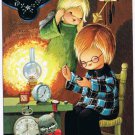 Holiday Postcard Happy New Year Meilleurs Voeux Children With Clocks