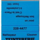 Matchbook Cover Teinturerie St Laurent Cleaner Louiseville Quebec Blue