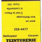 Matchbook Cover Teinturerie St Laurent Cleaner Louiseville Quebec Yellow