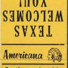 Matchbook Cover Hazel's Cafe Benjamin Texas Welcomes You Yellow