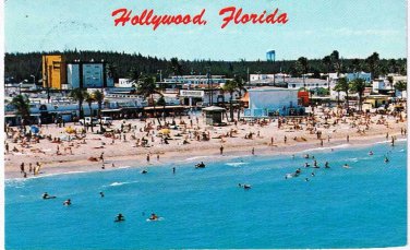 Florida Postcard Hollywood Beach Johnson St Sunbathers