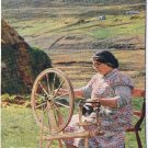 Postcard A Crofter At Her Spinning Wheel Port Nan Long Isle Of Skye UK