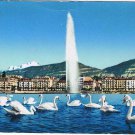 Switzerland Postcard Geneva Jet d'Eau Water Jet Mont Blanc