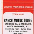 Matchbook Cover Ranch Motor Lodge North Vancouver BC