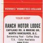 Matchbook Cover Ranch Motor Lodge North Vancouver BC