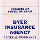 Matchbook Cover T H & N F Dyer Insurance Agency Albany New York