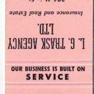 Matchbook Cover Annand Insurance Halifax L G Trask Agency Yarmouth Nova Scotia