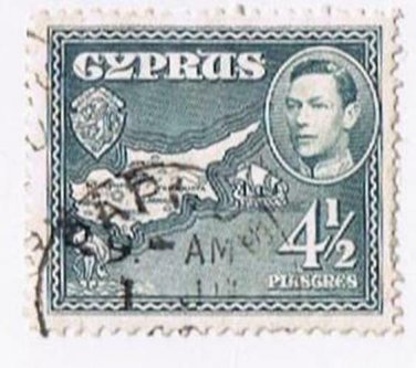 Cyprus King George VI 4 1/2 Piastre Stamp Used VG