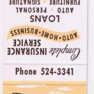 Matchbook Cover Peoples & Insurance & Finance Beaufort South Carolina