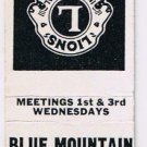 Matchbook Cover White Blue Mountain Lions Club Harrisburg Pennsylvania