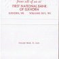 Matchbook Cover First National Bank Of Elkhorn Wisconsin Seasons Greetings A