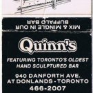 Matchbook Cover Quinn's Mix & Mingle Buffalo Bar Toronto Ontario
