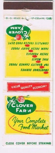 Matchbook Cover Clover Farms Your Complete Food Market