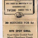Matchbook Cover Rite Spot Grill Danforth Toronto Ontario Sam Applebaum People's