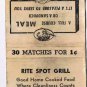 Matchbook Cover Rite Spot Grill Danforth Toronto Ontario Sam Applebaum People's