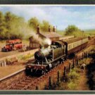 Art Print Great Western Steam Train Red Bus People 7 1/4 x 4 3/4  Matted