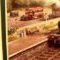 Art Print Great Western Steam Train Red Bus People 7 1/4 x 4 3/4  Matted