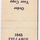 Matchbook Cover 1945 Syllabus Northwestern University Official Year Book