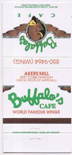 Matchbook Cover Buffalo's Cafe Akers Mill Atlanta Georgia