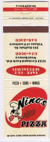 Matchbook Cover Nino's Pizza West Seneca & Village Of Hamburg New York