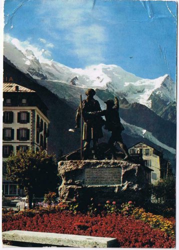 France Postcard Chamonix Mont Blanc Monument HB de Saussure & Jacques Balmat