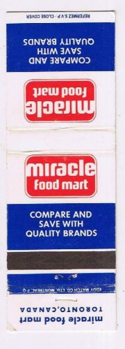 Matchbook Cover Miracle Food Mart Toronto Ontario