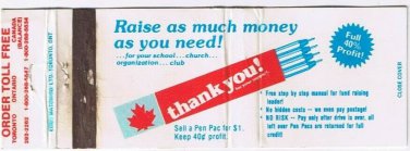 Matchbook Cover Fundraiser Order Pen Paks