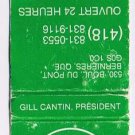 Quebec Matchbook Cover Bernieres GTP Gill Truck Plaza