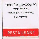 Quebec Matchbook Cover La Pocatiere Restaurant Le Martinet Plaza