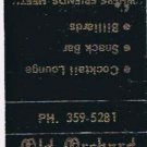 Matchbook Cover Old Orchard Lanes Billiards Savoy Illinois Black