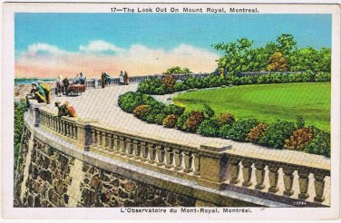 Postcard Look Out On Mount Royal Montreal Quebec