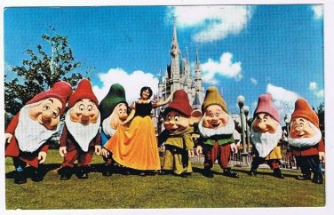 Florida Postcard Orlando Disney World Snow White & 7 Dwarfs