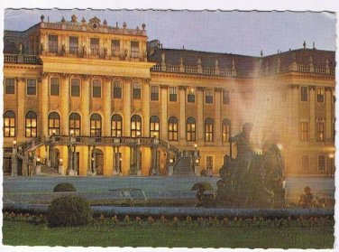 Austria Postcard Wien Bel Nacht Night View Sch&Atilde;&para;nbrunn Palace