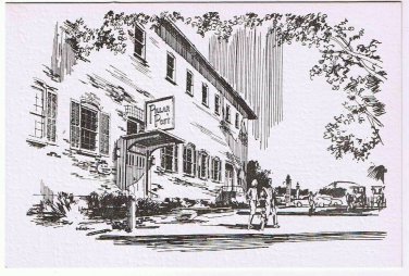 Niagara On The Lake Ontario Postcard Pillar and Post Restaurant Drawing