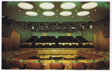 New York Postcard NYC United Nations Economic & Social Council Chamber