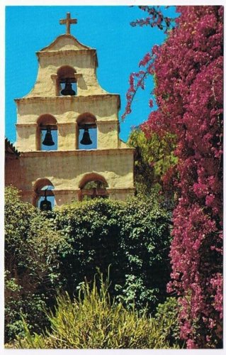 California Postcard San Diego de Alcala Bell Tower Of The Mission